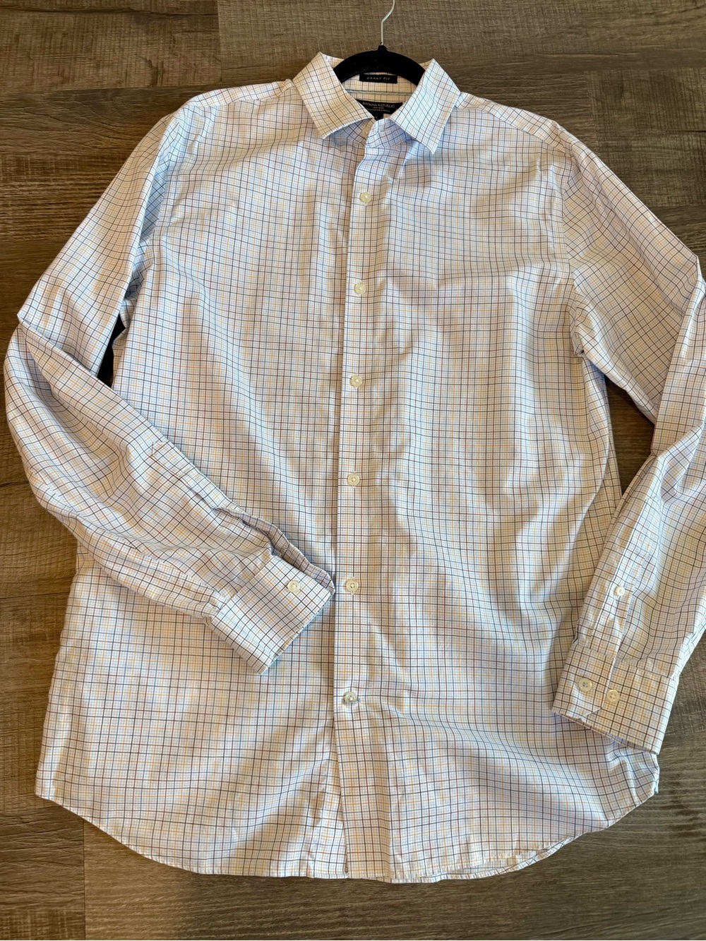 Banana Republic Men's Long-Sleeve Button-Up Plaid Dress Shirt -non iron